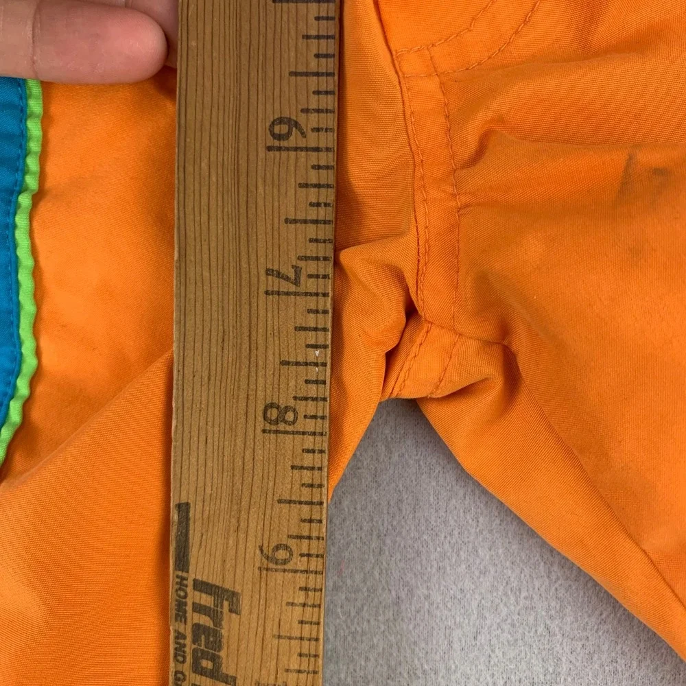 Vintage 90s Buster Brown Board Shorts Boys 4 Orange Blue Surf Swim Trunks Beach